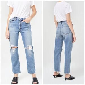 AGOLDE Mia Mid Rise Straight Jean Rule Wash Distressed